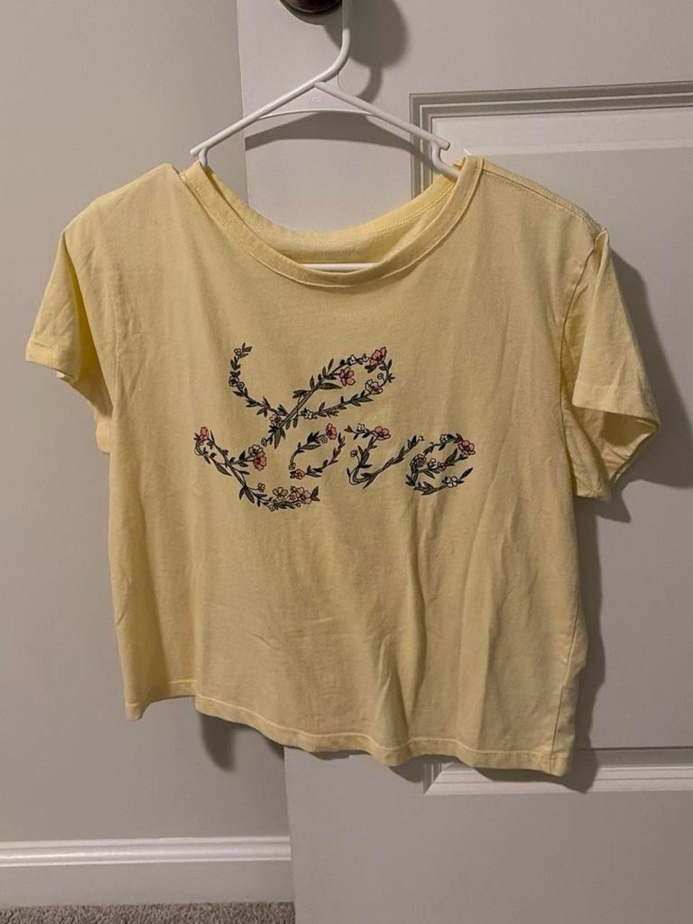 Women's Yellow Floral Script Tee